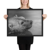 Tableau Ours Noir et Blanc se Baignant