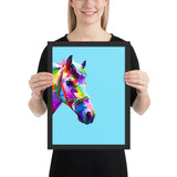 Tableau Cheval Pop Art Fond Bleu