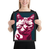 Tableau chat coloré sur fond bleu