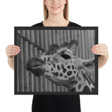 Tableau Girafe Noir et Blanc Heureuse