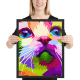 Tableau Chat Coloré Multicolore et Géométrique