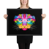 tableau design chat coloré fond noir