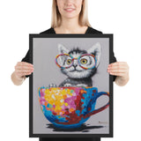 Tableau chat design aux belles lunettes