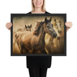 Tableau Chevaux Peint à la Main Galopant