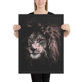 Tableau de Lion Noir et Blanc Abstrait