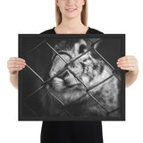 Tableau Lapin Noir et Blanc Apeuré