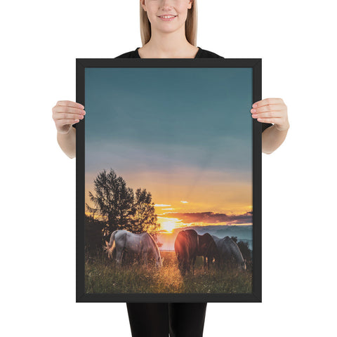 Tableau Chevaux Coucher de Soleil