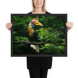 Tableau jungle oiseau mystérieux et jaune