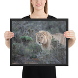 Tableau d'un Lion Chassant dans la Savane