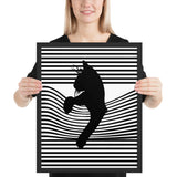 Tableau abstrait chat noir design