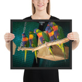 Tableau avec des Perroquets Verts et Violets