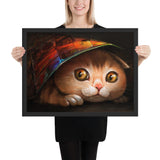 Tableau chat enfant qui joue à cache-cache