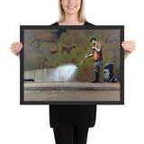 Tableau street art banksy nettoyage jet d'eau