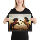 Tableau Chevaux Peint Cabré sur leurs pattes