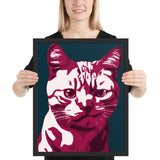 Tableau chat coloré aux nuances roses