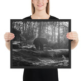 Tableau  Elephant Bebe Noir et Blanc sur le Tronc