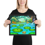 Tableau jungle enfant nenuphars dans l'etang