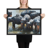 Tableau Africain Eléphant Bébé (Baignade)