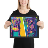 Tableau moderne chien multicolore