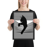 Tableau abstrait chat noir et blanc