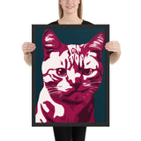 Tableau chat coloré le regard etonner