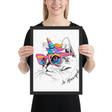 Tableau chat pop art licorne multicolore violette et rouge