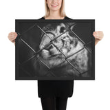 Tableau Lapin Noir et Blanc Emprisonné