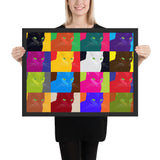 Tableau abstrait chat multicolore