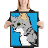 tableau deco chat design fond bleu