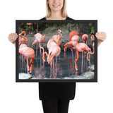 Tableau avec Flamant Rose pied dans l'eau