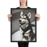 Tableau Chien Loup Husky Noir