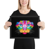 toile deco chat coloré fond noir