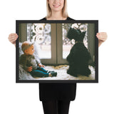 Tableau Chien avec une petite fille Souriante