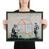 Tableau street art banksy la cabane coloré