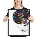 Tableau chien humain coiffeur pour dames