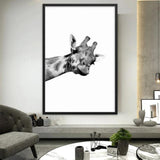 tableau noir et blanc girafe