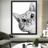 dessin tableau chat noir et blanc