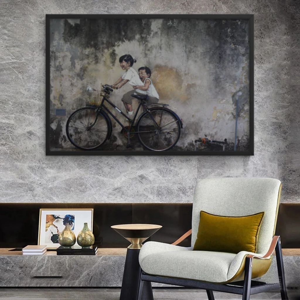 Tableau Banksy à Bicyclette Lofty Trend