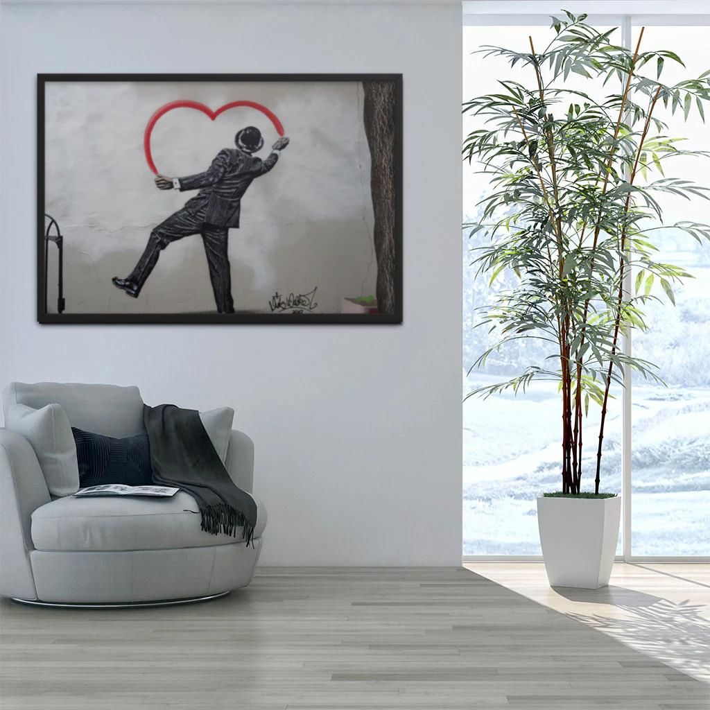 Tableau Toile Banksy Graffiti - Charlie Chaplin, Superman, Mickey Mouse - 60x40 Cm, Style Pop Art Moderne