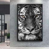 tableau noir et blanc tigre