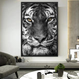 tableau de tigre noir et blanc