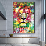 lion coloré tableau 