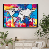 tableau carte du monde coloré