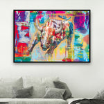 tête de taureau colorée tableau 