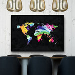 tableau carte du monde noir et blanc design