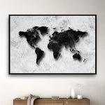 carte du monde noir et blanc tableau xxl
