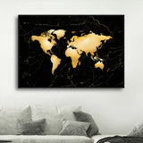 tableau carte du monde dorée