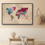 tableau ancienne carte du monde grand format