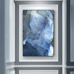 tableau abstrait bleu et gris