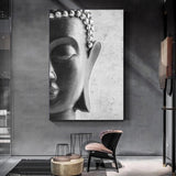 tableau noir et blanc bouddha